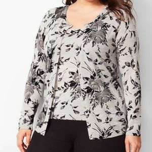 Talbots Plus Charming Cardigan Merino Wool/Floral